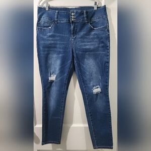 👑🌹👖Royalty For Me Women's Blue Distressed Skinny Jeans